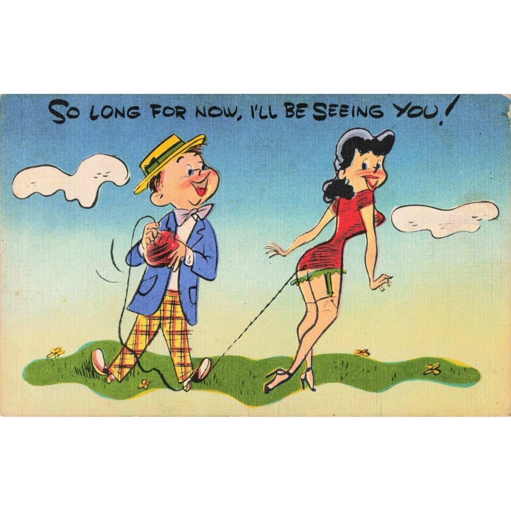 Vintage Metrocraft Comic Postcard So Long For Now I'll Be Seeing You 716 VG - Picture 1 of 2